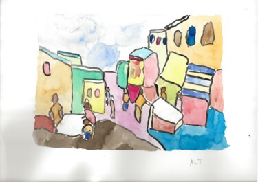 Malerei mit dem Titel "Maroc" von Arnaud De La Tour, Original-Kunstwerk, Aquarell