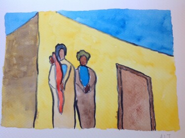 Malarstwo zatytułowany „À Djibouti” autorstwa Arnaud De La Tour, Oryginalna praca, Akwarela