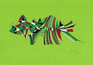 Dessin intitulée "En Vert et contre T…" par Arnaud Dromigny, Œuvre d'art originale, Encre
