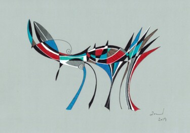 Dessin intitulée "Echalas un gris" par Arnaud Dromigny, Œuvre d'art originale, Encre