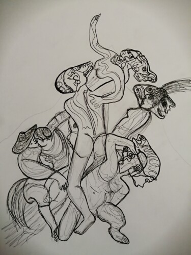 Drawing titled "The rape of the Sab…" by Arnaud Dubois, Original Artwork, Ink