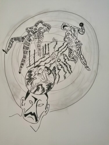 Disegno intitolato "Hiroshima mon glamo…" da Arnaud Dubois, Opera d'arte originale, Inchiostro