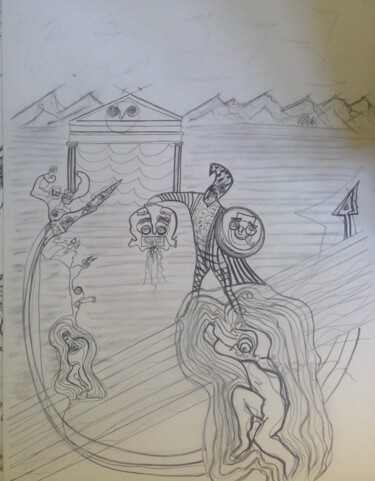 Desenho intitulada "Medusa2" por Arnaud Dubois, Obras de arte originais, Tinta