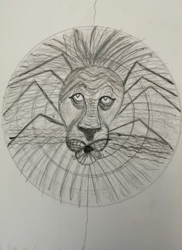 Drawing titled "Le lion et le mouch…" by Arnaud Dubois, Original Artwork, Ink