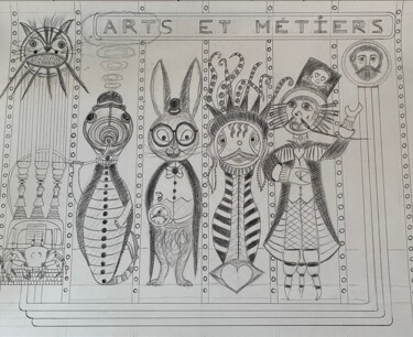 Dessin intitulée "les poinçonneurs de…" par Arnaud Dubois, Œuvre d'art originale, Graphite