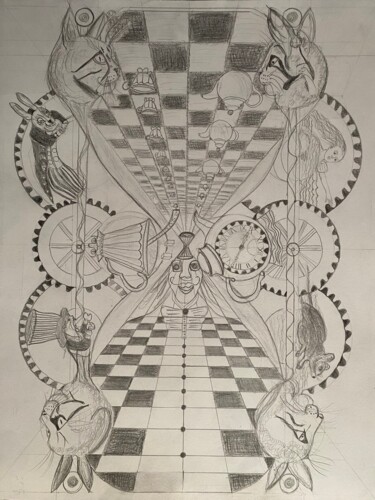 Dessin intitulée "the Time Machine in…" par Arnaud Dubois, Œuvre d'art originale, Graphite