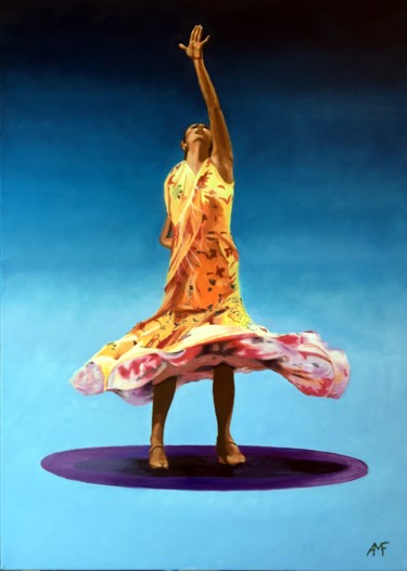 Painting titled "Flamenca" by Arnaud Feuga, Original Artwork, Oil