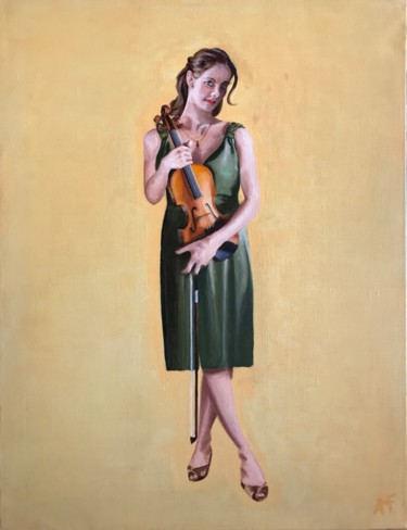 Peinture intitulée "La violoniste" par Arnaud Feuga, Œuvre d'art originale, Huile