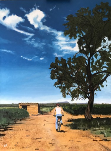 Картина под названием "Mazet et Pic Saint-…" - Arnaud Feuga, Подлинное произведение искусства, Масло Установлен на Деревянна…