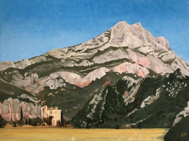 Painting titled "Sainte Victoire" by Arnaud Feuga, Original Artwork, Oil Mounted on Wood Stretcher frame