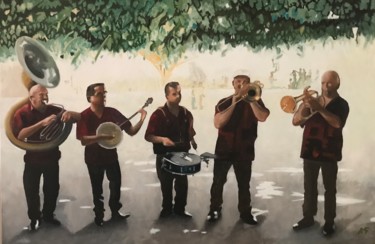 Painting titled "Banda 1" by Arnaud Feuga, Original Artwork, Oil