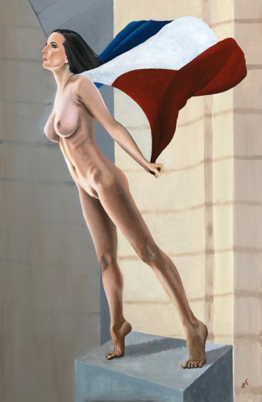Painting titled "Victoire de football" by Arnaud Feuga, Original Artwork, Oil