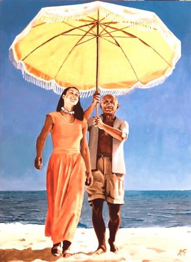 Malerei mit dem Titel "Françoise et Pablo" von Arnaud Feuga, Original-Kunstwerk, Öl