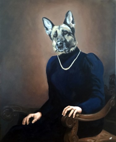 Peinture intitulée "Chips la chienne" par Arnaud Feuga, Œuvre d'art originale, Huile