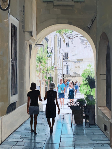 Painting titled "Rue Voltaire" by Arnaud Feuga, Original Artwork, Oil