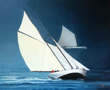 Peinture intitulée "Coup de vent" par Arnaud Feuga, Œuvre d'art originale, Huile Monté sur Châssis en bois