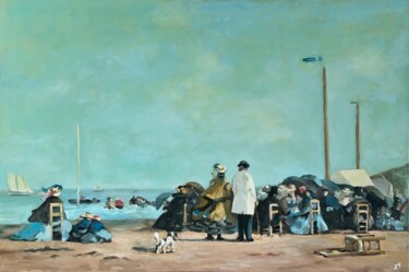 Pittura intitolato "Crinolines sur la p…" da Arnaud Feuga, Opera d'arte originale, Olio Montato su Telaio per barella in leg…