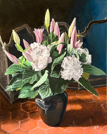 Painting titled "Bouquet aixois" by Arnaud Feuga, Original Artwork, Oil Mounted on Wood Stretcher frame