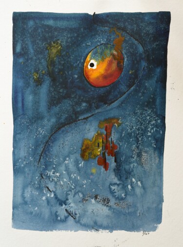 Painting titled "Clair De Lune" by Arnaud Ghilain, Original Artwork, Watercolor