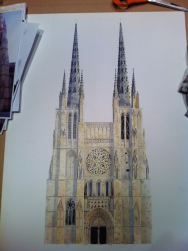 Painting titled "Cathédrale de Borde…" by Arnaud Lefebvre, Original Artwork