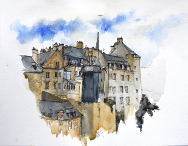 Painting titled "Saint-Malo depuis l…" by Arnaud Martin Artiste Peintre, Original Artwork, Watercolor