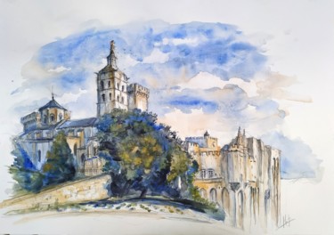 Peinture intitulée "Dernier tour à Avig…" par Arnaud Martin Artiste Peintre, Œuvre d'art originale, Aquarelle