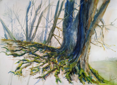 Painting titled "Vieil arbre de Marly" by Arnaud Martin Artiste Peintre, Original Artwork, Watercolor