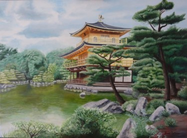 Peinture intitulée "Kinkakuji ou Le Tem…" par Arnaud Montenon, Œuvre d'art originale, Huile