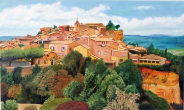 Peinture intitulée "Le village du Rouss…" par Arnaud Montenon, Œuvre d'art originale, Huile