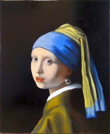 Pintura titulada "Le jeune fille à la…" por Arnaud Montenon, Obra de arte original, Oleo