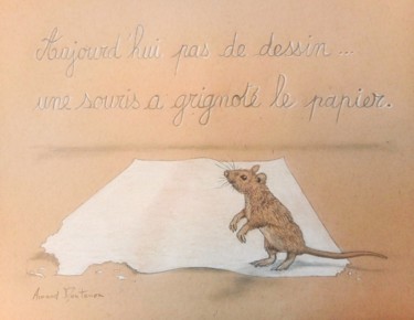 Drawing titled "La souris comme ali…" by Arnaud Montenon, Original Artwork, Pencil