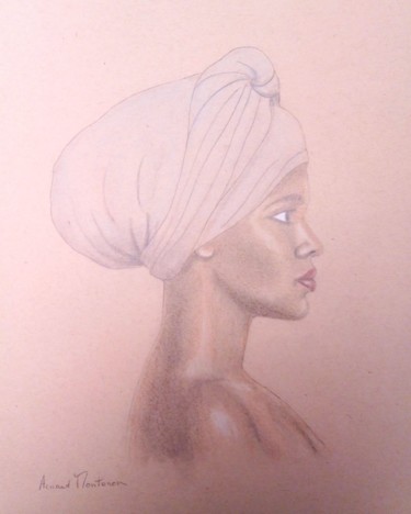 Drawing titled "Africaine" by Arnaud Montenon, Original Artwork, Pencil