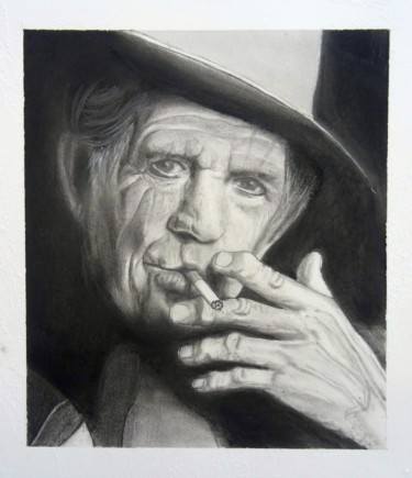 Drawing titled "Keith Richards" by Arnaud Montenon, Original Artwork, Pencil