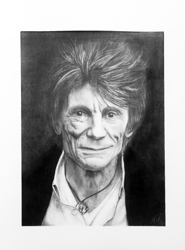 Drawing titled "Ronnie Wood" by Arnaud Montenon, Original Artwork, Graphite