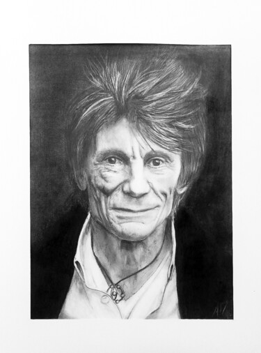 Rysunek zatytułowany „Ronnie Wood” autorstwa Arnaud Montenon, Oryginalna praca, Grafit