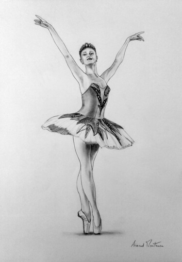 Zeichnungen mit dem Titel "Danseuse classique" von Arnaud Montenon, Original-Kunstwerk, Graphit