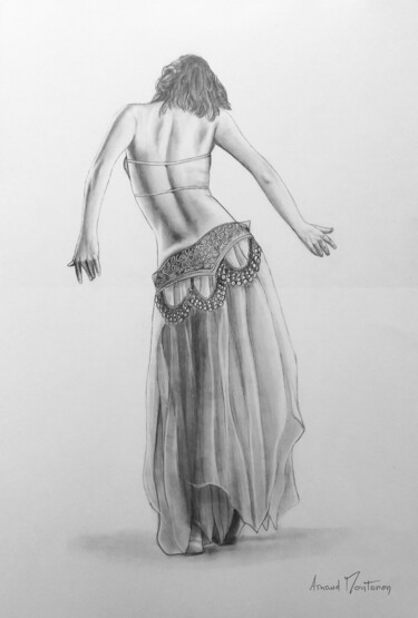 Tekening getiteld "danseuse orientale" door Arnaud Montenon, Origineel Kunstwerk, Potlood