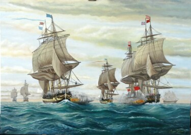 Pittura intitolato "Bataille navale" da Arnaud Montenon, Opera d'arte originale, Olio