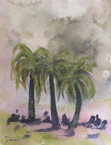 Painting titled "Hawaii 9" by Arnaud Thévenin, Original Artwork, Watercolor