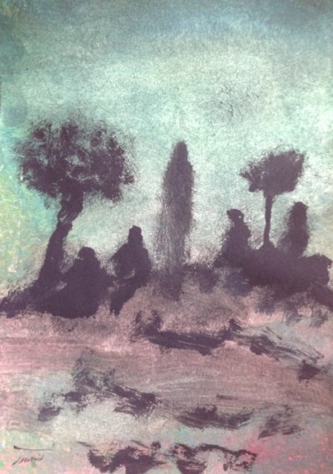 Картина под названием ""Le jardin des oliv…" - Arnaud Thévenin, Подлинное произведение искусства, Чернила