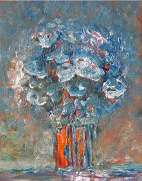 Painting titled ""Le bouquet bleu"" by Arnaud Thévenin, Original Artwork, Oil