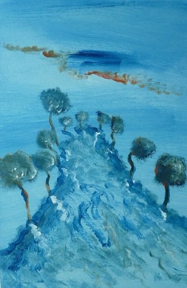 Painting titled ""La route"" by Arnaud Thévenin, Original Artwork, Oil