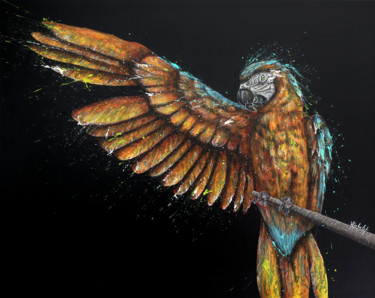 Ζωγραφική με τίτλο "King parrot" από Arnaud Verhulst, Αυθεντικά έργα τέχνης, Ακρυλικό