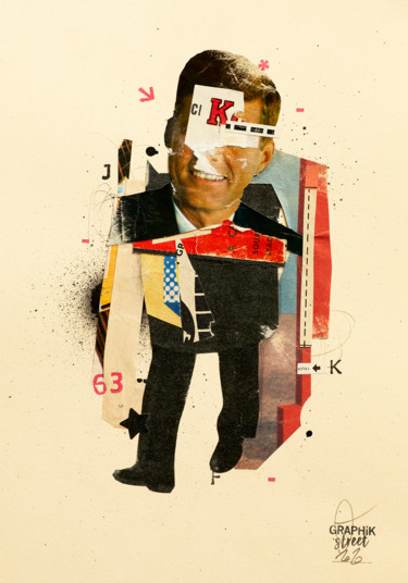 Collages intitulée "JFK" par Graphikstreet, Œuvre d'art originale, Collages