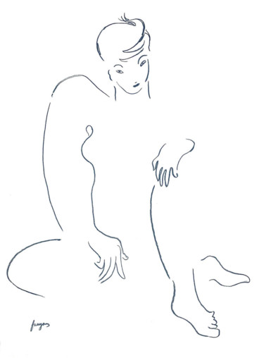 Zeichnungen mit dem Titel "Nude Three" von Arnaud Faugas, Original-Kunstwerk, Bleistift