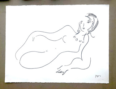 Zeichnungen mit dem Titel "Nude Four" von Arnaud Faugas, Original-Kunstwerk, Bleistift
