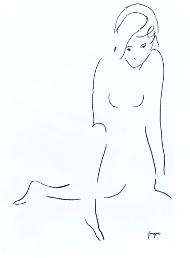 Рисунок под названием "Nude 2" - Arnaud Faugas, Подлинное произведение искусства, Карандаш