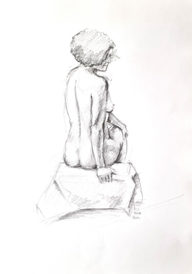 Drawing titled "Rückenakt I" by Arne Groh, Original Artwork, Graphite