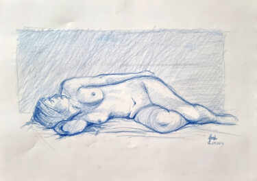 Zeichnungen mit dem Titel "Liegende Nackte" von Arne Groh, Original-Kunstwerk, Bleistift