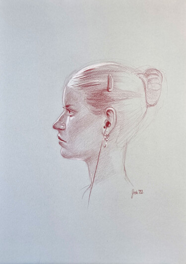Drawing titled "Porträt eines Mädch…" by Arne Groh, Original Artwork, Pencil